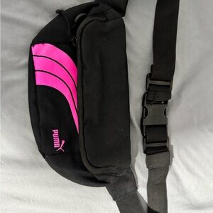Puma Black and Pink Belt Bag Sporty Design